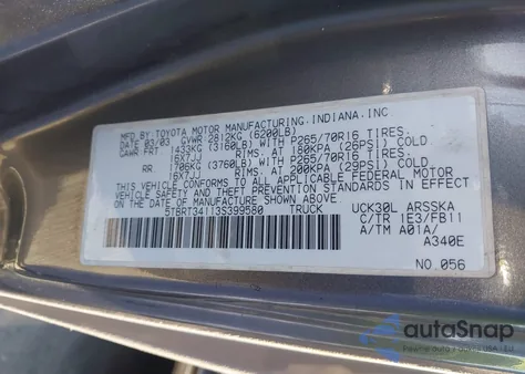 2003 Toyota Tundra Sr5 V8 from USA, damaged, VIN 5TBRT34113S399580